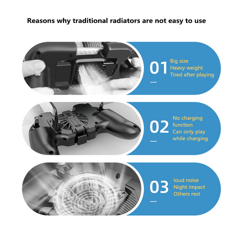 Mobiltelefon hűtőventilátor Gamepad játék fogantyú Radiátor Mobiltelefon hűtő Mini hűtőventilátorok iPhone-hoz Samsung Huawei Xiaomi