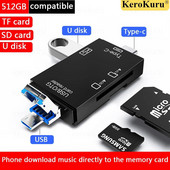 5 în 1/ 6 în 1 Multifuncțional USB 2.0 Tip C/USB/Micro USB/TF/SD Cititor de carduri de memorie inteligentă OTG Adaptor pentru cititor de carduri pentru unitate flash