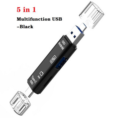 5 în 1/ 6 în 1 Multifuncțional USB 2.0 Tip C/USB/Micro USB/TF/SD Cititor de carduri de memorie inteligentă OTG Adaptor pentru cititor de carduri pentru unitate flash