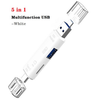 5 în 1/ 6 în 1 Multifuncțional USB 2.0 Tip C/USB/Micro USB/TF/SD Cititor de carduri de memorie inteligentă OTG Adaptor pentru cititor de carduri pentru unitate flash