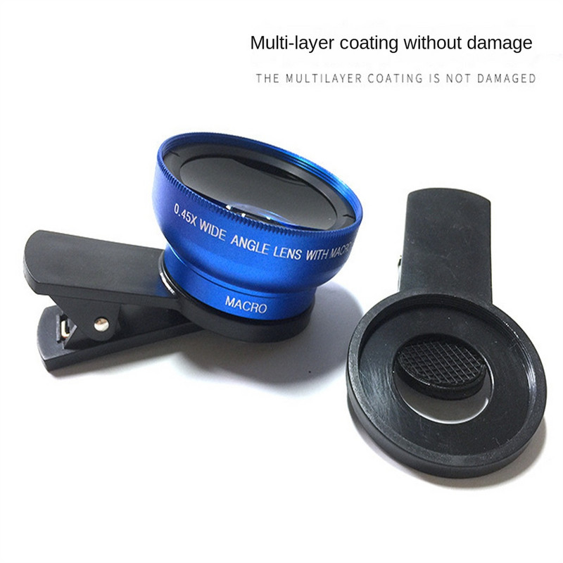 Portabale mobiltelefon objektív 0,45X széles látószögű lencse és makró HD kamera lencse univerzális IPhone 6s Android telefonhoz 2023 Akció