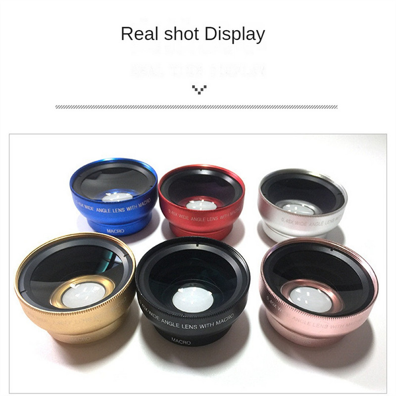 Portabale mobiltelefon objektív 0,45X széles látószögű lencse és makró HD kamera lencse univerzális IPhone 6s Android telefonhoz 2023 Akció