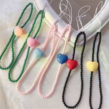 Universal κινητό τηλέφωνο Cute Candy Color Love Heart Beads Αντι-χαμένο βραχιόλι Ασφαλής σύνδεση τηλεφώνου για iPhone 14 Pro max Αλυσίδα