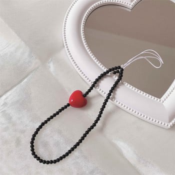 Universal κινητό τηλέφωνο Cute Candy Color Love Heart Beads Αντι-χαμένο βραχιόλι Ασφαλής σύνδεση τηλεφώνου για iPhone 14 Pro max Αλυσίδα