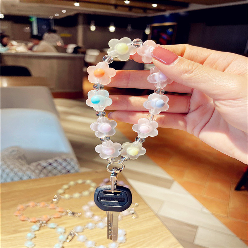 Telefonkötél Gyöngyök Telefontok Szíj Átlátszó Gyöngyök Virág Mobil Medál Telefon Telefon Tartozékok Lánc Női Kulcstartó