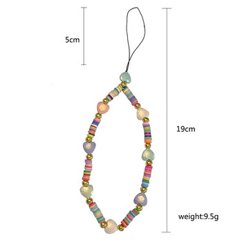 Bohemian Bead Lanyards Rainbow Πολύχρωμο Βραχιόλι με λουράκι τηλεφώνου από μαλακό πήλινο καρτούν Kawaii κορδόνι για κοσμήματα κινητών τηλεφώνων Μπρελόκ