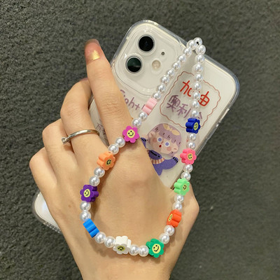 Șnur cu mărgele boeme Curcubeu, colorat, argilă moale, curea pentru telefon, brățară, desen animat, șnur Kawaii pentru telefon mobil, bijuterii, breloc