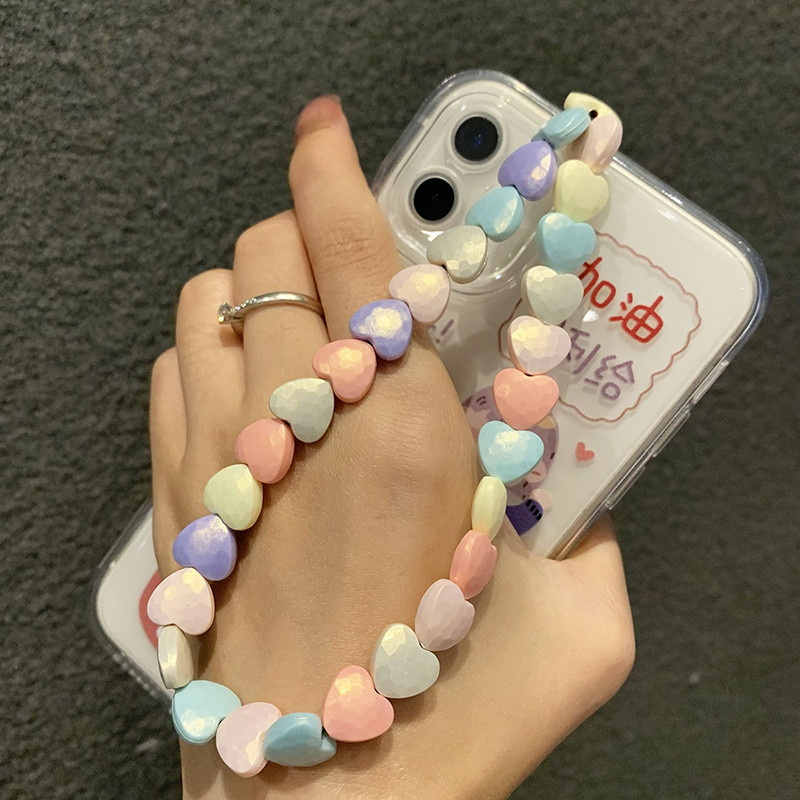 Bohemian Bead zsinórok szivárvány színes puha agyag telefonszíj karkötő rajzfilm Kawaii zsinór mobiltelefonhoz ékszer kulcstartó