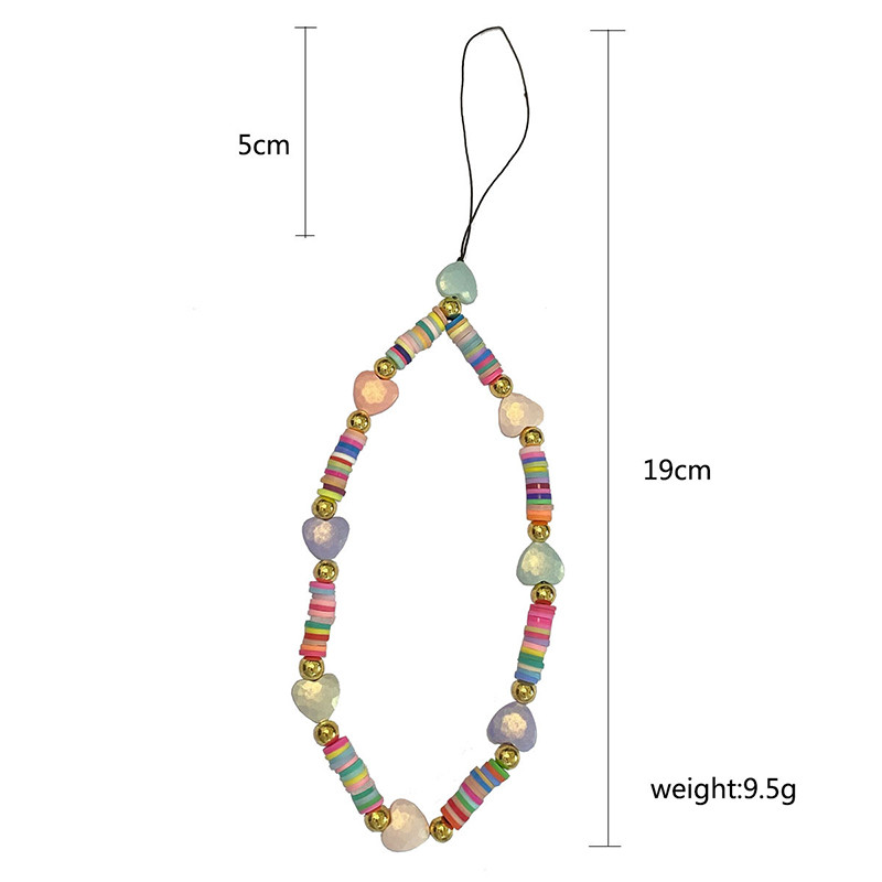 Bohemian Bead zsinórok szivárvány színes puha agyag telefonszíj karkötő rajzfilm Kawaii zsinór mobiltelefonhoz ékszer kulcstartó