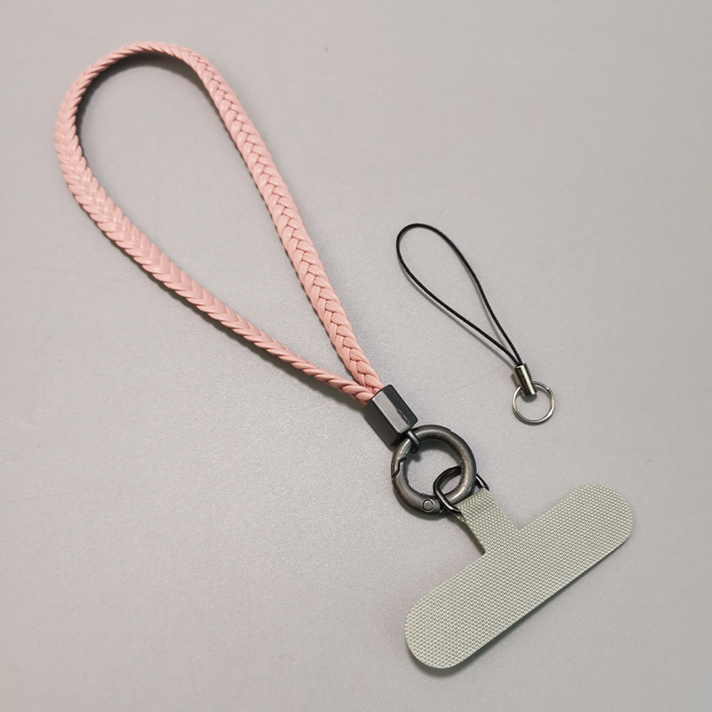 Rövid, kézzel szőtt medál mobiltelefon zsinóros bőr sült tészta csavart fonat női csuklóra divatos medál telefon elvesztésgátló heveder