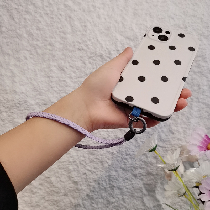 Rövid, kézzel szőtt medál mobiltelefon zsinóros bőr sült tészta csavart fonat női csuklóra divatos medál telefon elvesztésgátló heveder