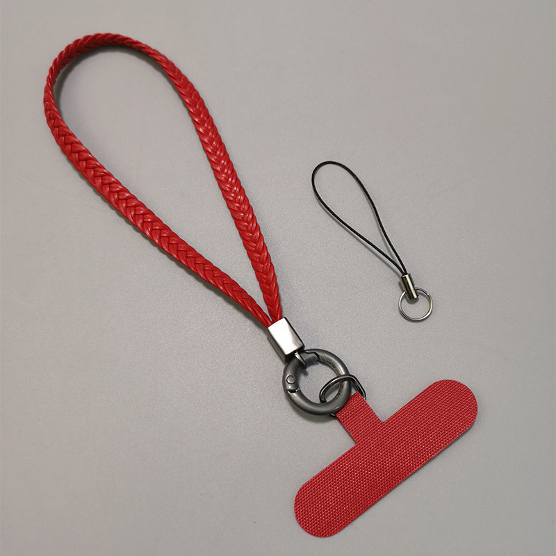 Rövid, kézzel szőtt medál mobiltelefon zsinóros bőr sült tészta csavart fonat női csuklóra divatos medál telefon elvesztésgátló heveder