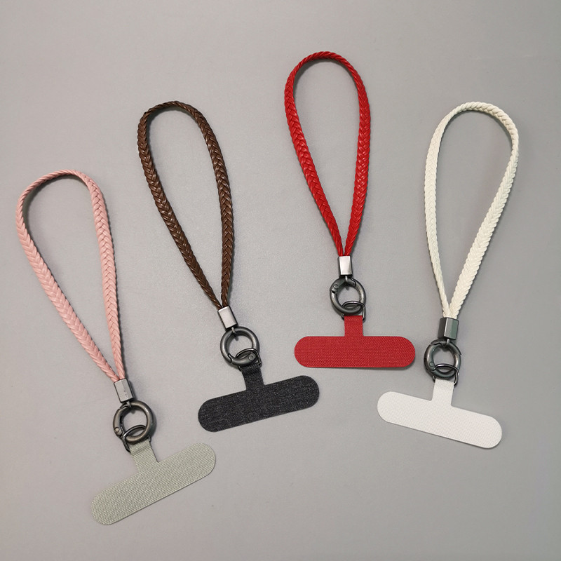 Rövid, kézzel szőtt medál mobiltelefon zsinóros bőr sült tészta csavart fonat női csuklóra divatos medál telefon elvesztésgátló heveder