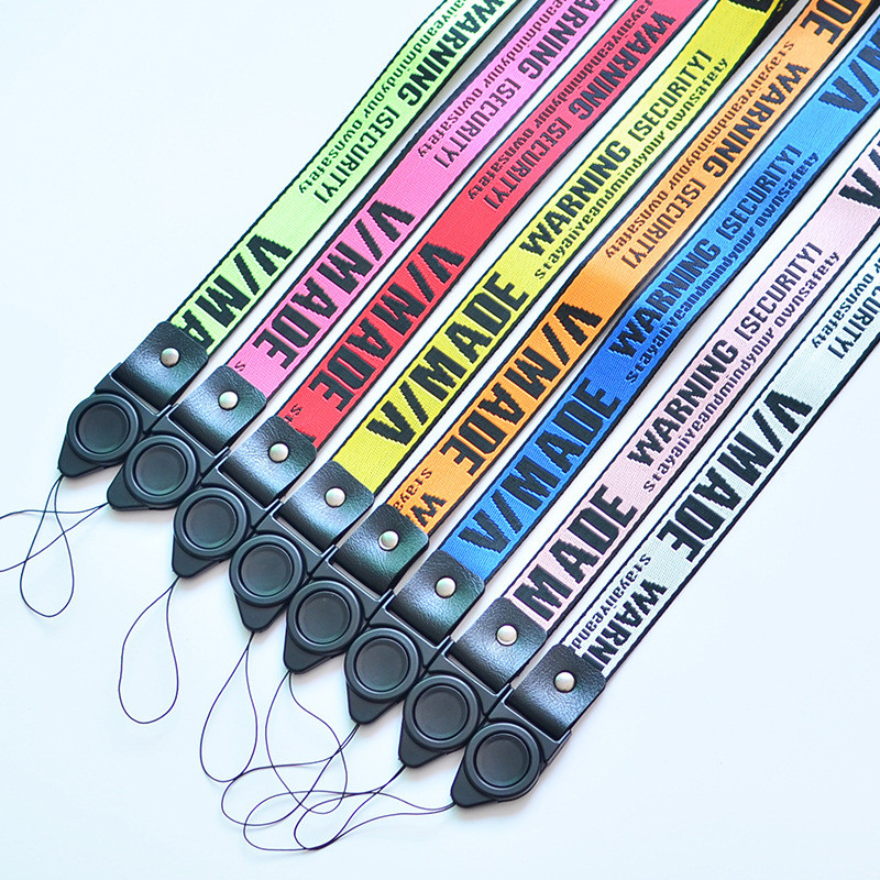 V/M jacquard szőtt mobiltelefon-kötél mobiltelefon-lánc elvesztésgátló nyakpánt kulcs zsinór személyi igazolvány