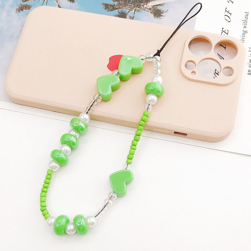 Divat Édes akril kerek gyöngy mobiltelefon lánc Vesztésgátló agyag mobiltelefon lánc nőknek Ékszer telefon zsinór tartozék