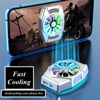 X11 Universal Magnetic Mobile Phone Cooling Fan for PUBG Game with RGB Colorful Breathing Light for IOS Android Radiator Cooler
