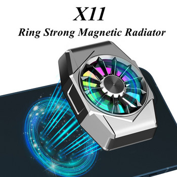 X11 Universal Magnetic Mobile Phone Cooling Fan for PUBG Game with RGB Colorful Breathing Light for IOS Android Radiator Cooler