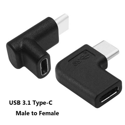 90 градуса под прав ъгъл USB 3.1 тип C мъжки към женски преобразувател USB-C адаптер за преносим конектор за смартфон Samsung Huawei