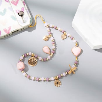 New Heart Beads Mobile Phone Charm Γυναικεία Κορίτσια Τηλέφωνο Κινητό Τηλέφωνο Αλυσίδα ιμάντα Anti-Lost Lanyard Κρεμαστό κόσμημα Χονδρική