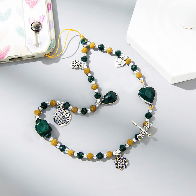 Új szív gyöngyök mobiltelefon-bűbáj, női lányok telefon mobiltelefon láncszíj, elveszésgátló zsinór medál ékszer nagykereskedés