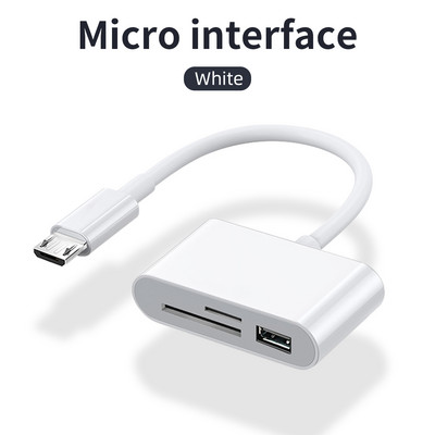 Cititor de carduri FONKEN USB tip C Adaptor OTG Cititor de carduri Micro USB SD/TF pentru Macbook Smartphone Cablu de transfer de date Cititor de disc U