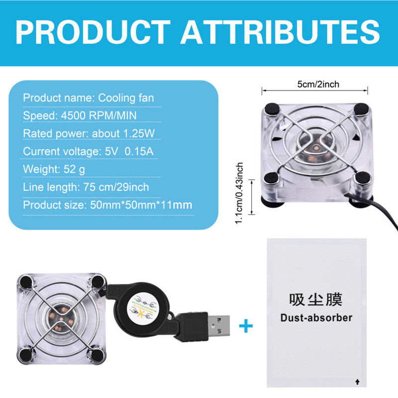 Hűtő 5 V USB teljesítmény ventilátor hűtőborda hűtőventilátor Android TV Box set Top Box mobiltelefon tapadókoronghoz