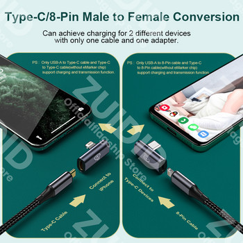 Elbow 8-Pin to USB Type C Charging Data Cable Adapter Converter For iPhone 13 12 Xiaomi Mobile Phone Tablet USB C to C Adapter