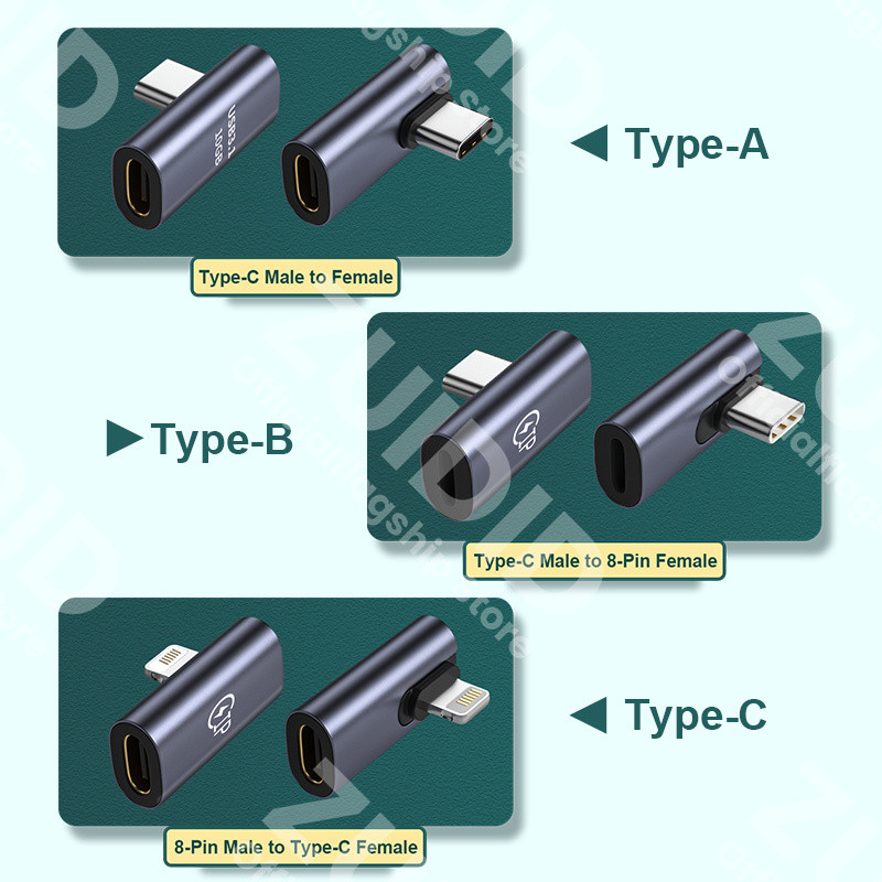 Könyök 8 tűs USB C típusú töltő adatkábel adapter konverter iPhone 13 12 Xiaomi mobiltelefon táblagéphez USB C-C adapter
