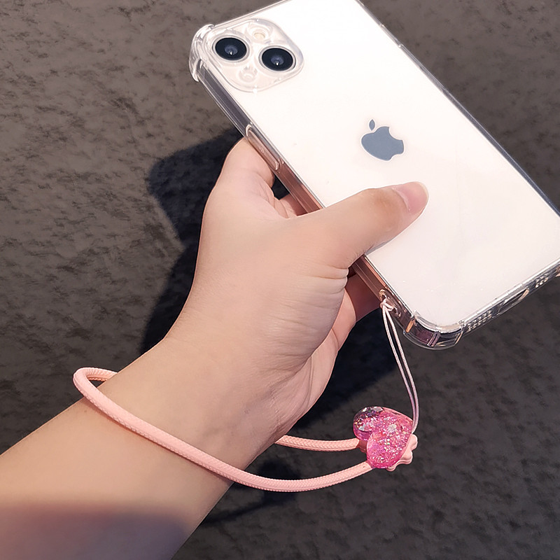 Rövid szilikon medál villanópúder szerelmes medál mobiltelefon zsinóros női csuklópántos függő telefon elvesztés elleni zsinóros kulcsok