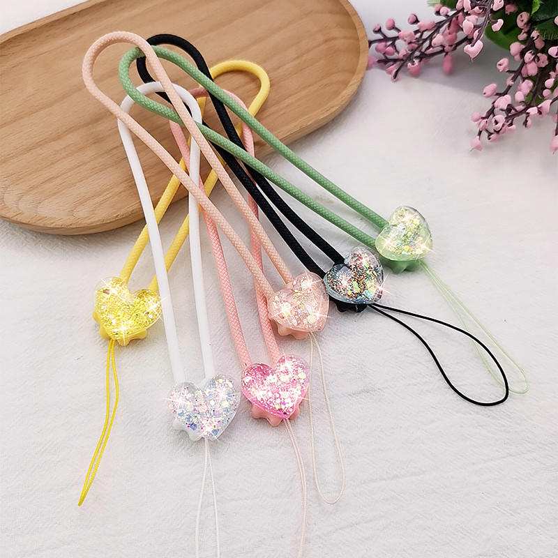 Rövid szilikon medál villanópúder szerelmes medál mobiltelefon zsinóros női csuklópántos függő telefon elvesztés elleni zsinóros kulcsok