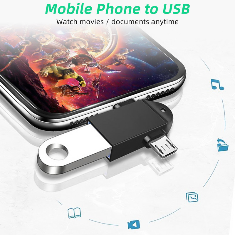FONKEN OTG Type C adapter 2 az 1-ben Micro USB-USB C adapter mobiltelefon flash meghajtó olvasó egér csatlakozó USB kábel átalakító
