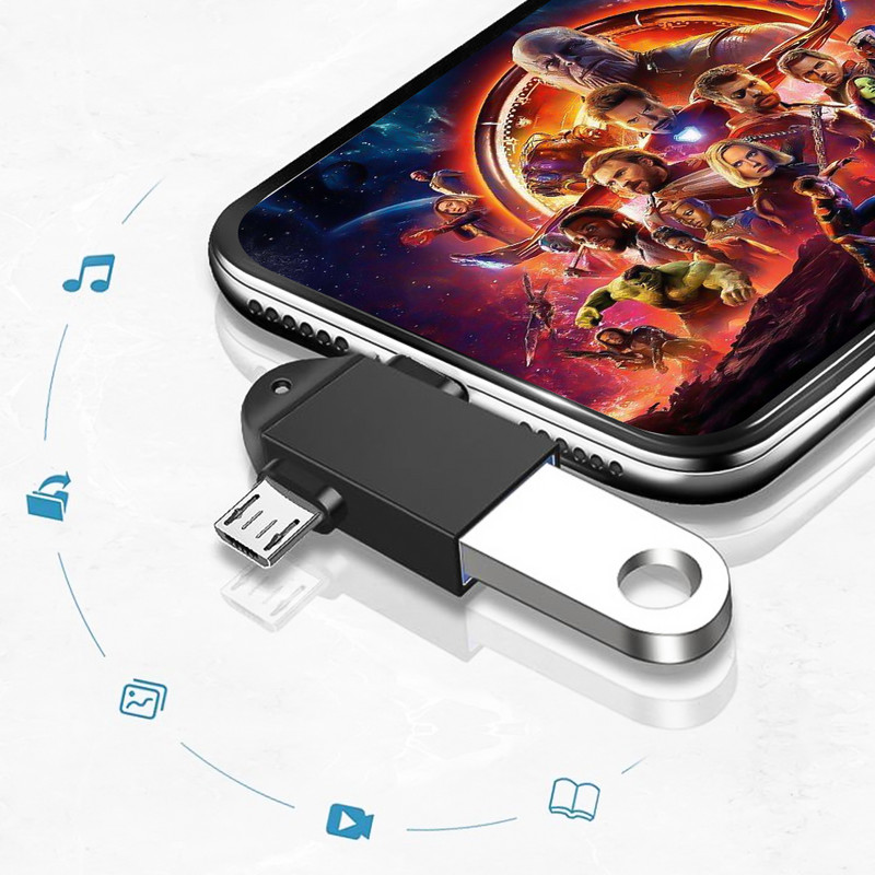 FONKEN OTG Type C adapter 2 az 1-ben Micro USB-USB C adapter mobiltelefon flash meghajtó olvasó egér csatlakozó USB kábel átalakító