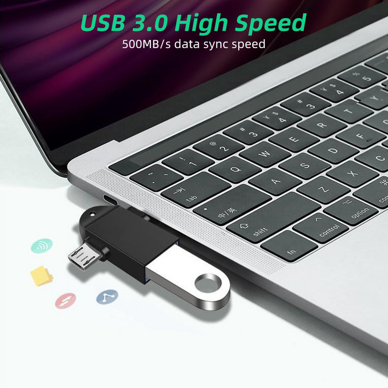 FONKEN OTG Type C adapter 2 az 1-ben Micro USB-USB C adapter mobiltelefon flash meghajtó olvasó egér csatlakozó USB kábel átalakító