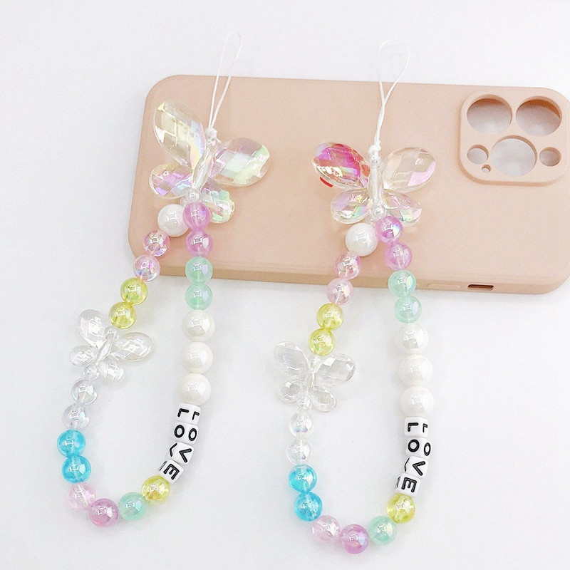 Divat akril betűk mobiltelefon lánc zsinór Smiley telefontok szíj nyúl pillangó bűbáj telefonkötél ékszer kiegészítők