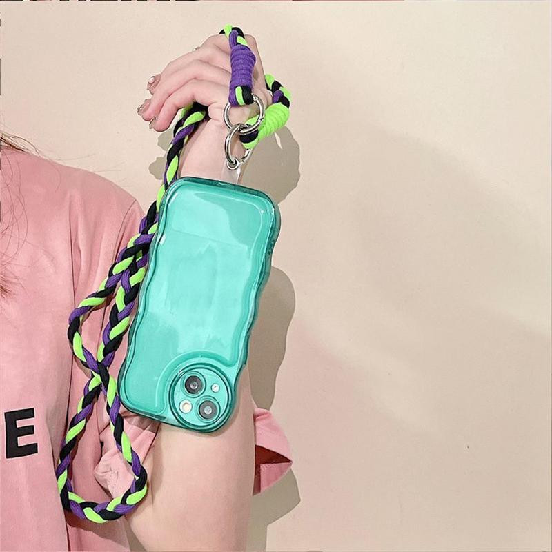 Telefon nyakpántos kulcstartó női divatos nylon puha sport nyakba kötél fonott szíj színes telefonhoz, igazolvány kulcstartó