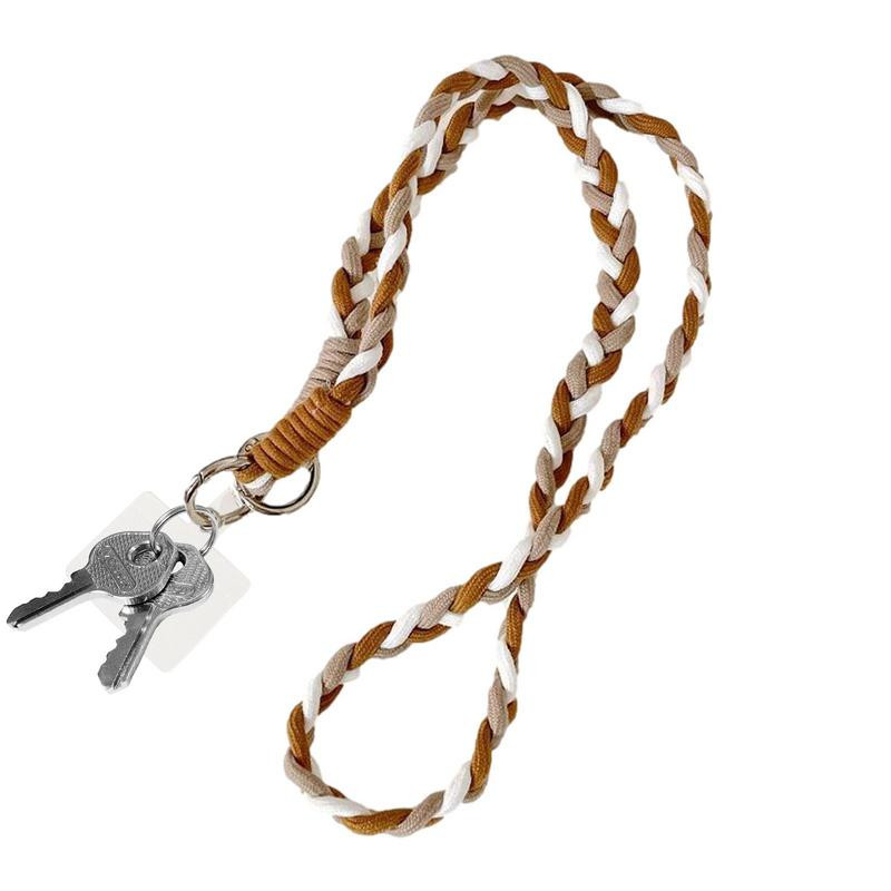 Telefon nyakpántos kulcstartó női divatos nylon puha sport nyakba kötél fonott szíj színes telefonhoz, igazolvány kulcstartó