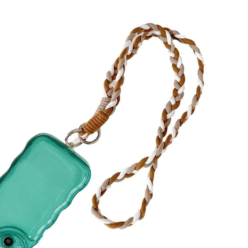Telefon nyakpántos kulcstartó női divatos nylon puha sport nyakba kötél fonott szíj színes telefonhoz, igazolvány kulcstartó