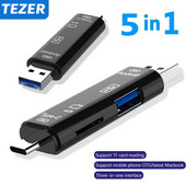 Cititor de carduri OTG 5 în 1 Adaptor Multi-în-un pentru cititor de carduri de memorie Micro USB TF SD pentru Macbook Android Telefon OTG Adaptor USB tip C