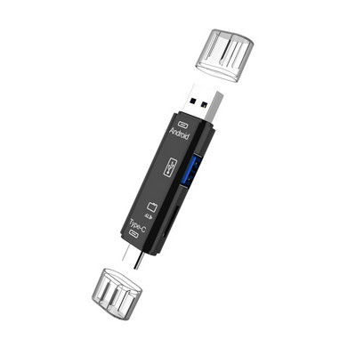 Cititor de carduri OTG 5 în 1 Adaptor Multi-în-un pentru cititor de carduri de memorie Micro USB TF SD pentru Macbook Android Telefon OTG Adaptor USB tip C