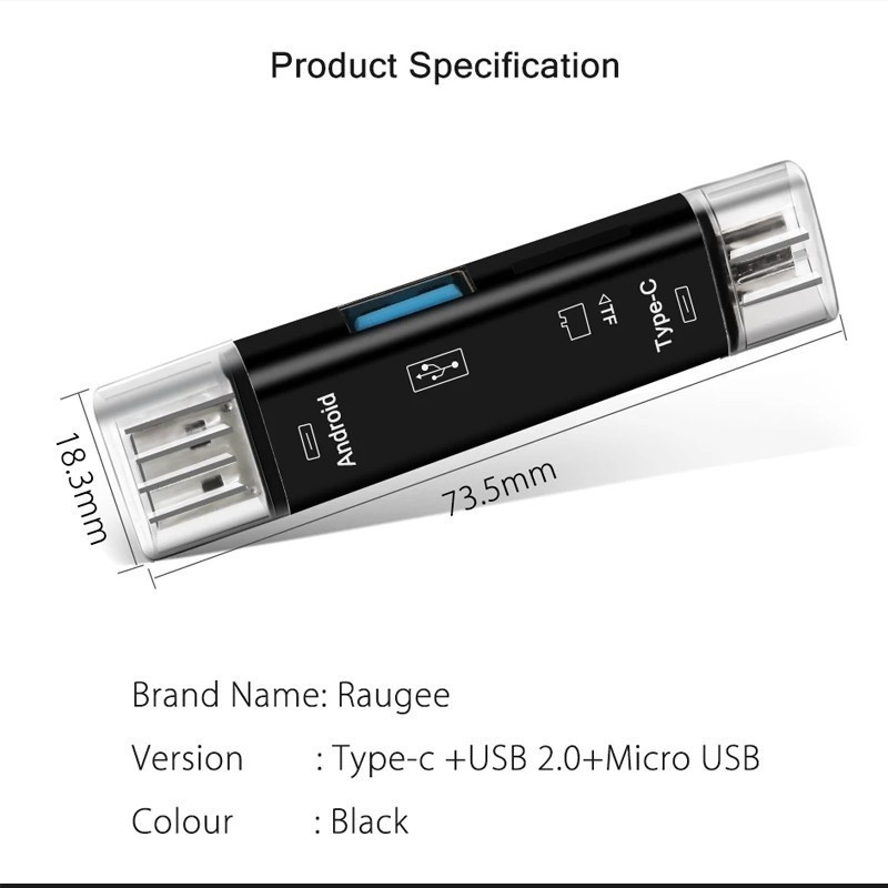 5 az 1-ben OTG kártyaolvasó Több az egyben Micro USB TF SD memóriakártya olvasó adapter Macbook Android telefonhoz OTG USB Type C adapter
