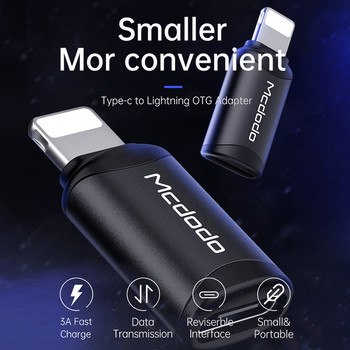 Mcdodo OTG USB Type C σε προσαρμογέα Lightning Καλώδιο δεδομένων Μικρομετατροπέας για iPhone 13 12 11 Pro Max X XR 3A Γρήγορη φόρτιση