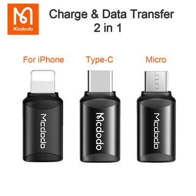 Mcdodo OTG USB Type C σε προσαρμογέα Lightning Καλώδιο δεδομένων Μικρομετατροπέας για iPhone 13 12 11 Pro Max X XR 3A Γρήγορη φόρτιση