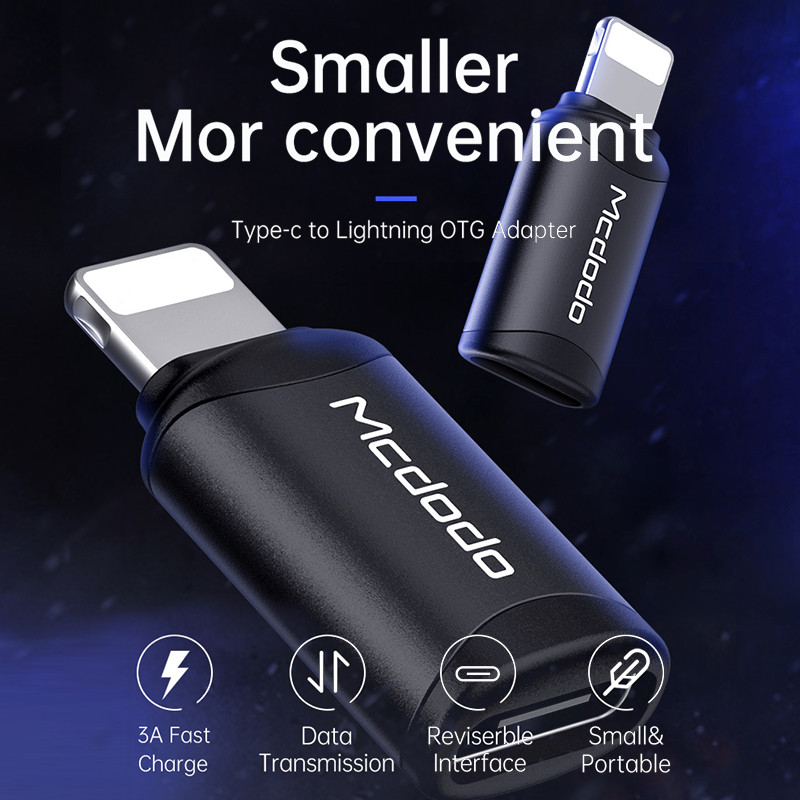 Mcdodo OTG USB Type C és Lightning adapter töltő adatkábel mikrokonverter iPhone 13 12 11 Pro Max X XR 3A gyorstöltéshez