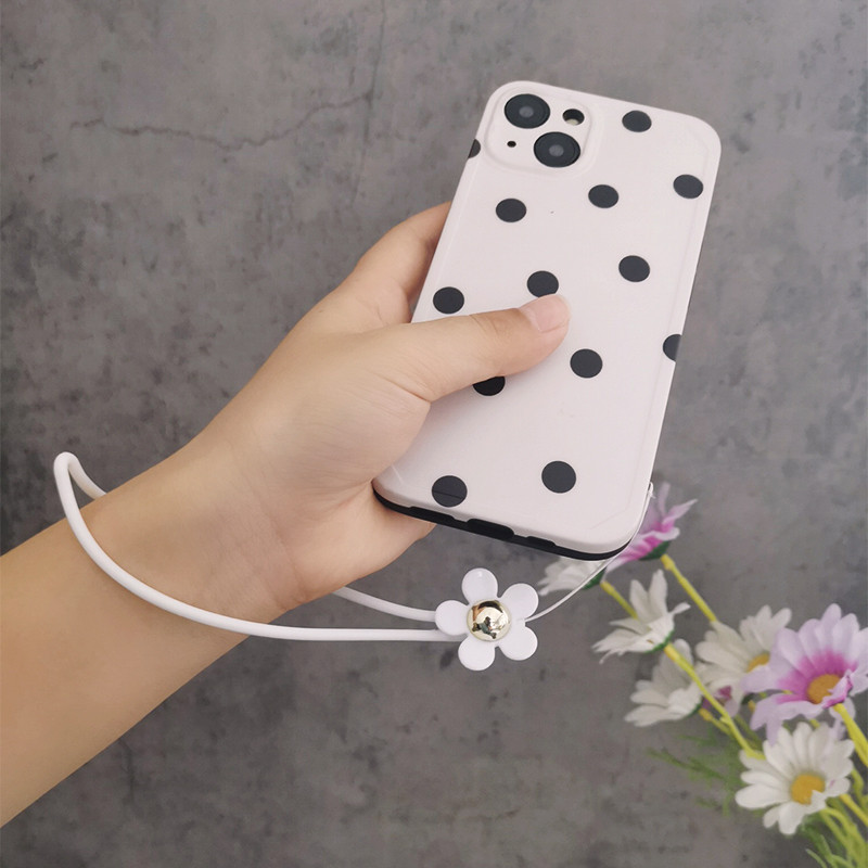 Mobiltelefon zsinór rövid csuklózsinór Rajzfilm kis virágos mobiltelefon zsinór Kézzel szőtt hordozható kulcs elvesztésgátló pánt