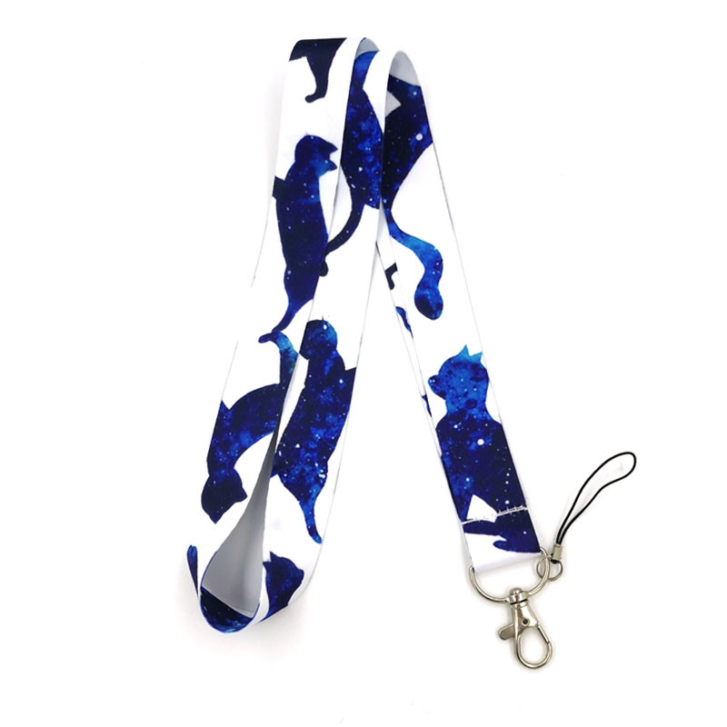 Csillagos égbolt macska nyakszíj kulcstartó zsinór kulcsokhoz személyi igazolvány táskatartó nyaklánc kulcstartó akasztó kötél heveder szalag DIY zsinór