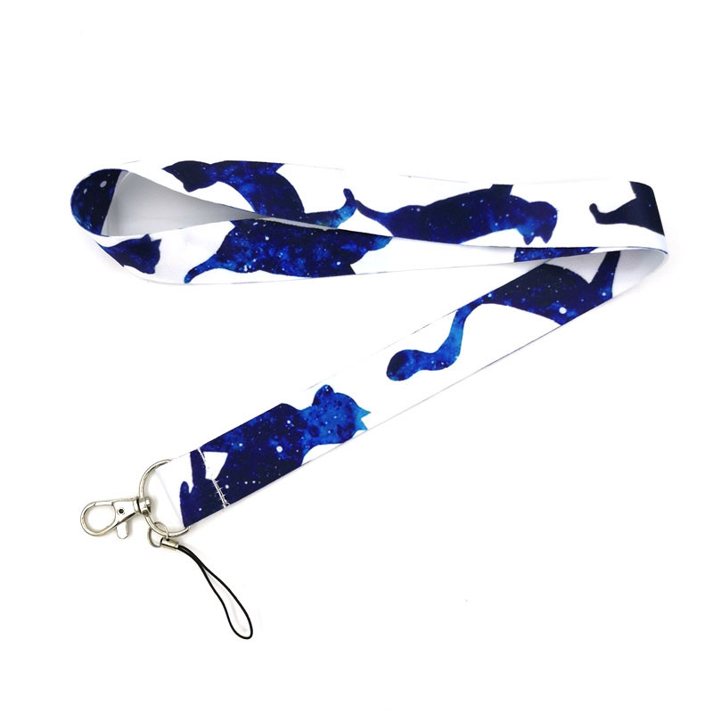 Csillagos égbolt macska nyakszíj kulcstartó zsinór kulcsokhoz személyi igazolvány táskatartó nyaklánc kulcstartó akasztó kötél heveder szalag DIY zsinór