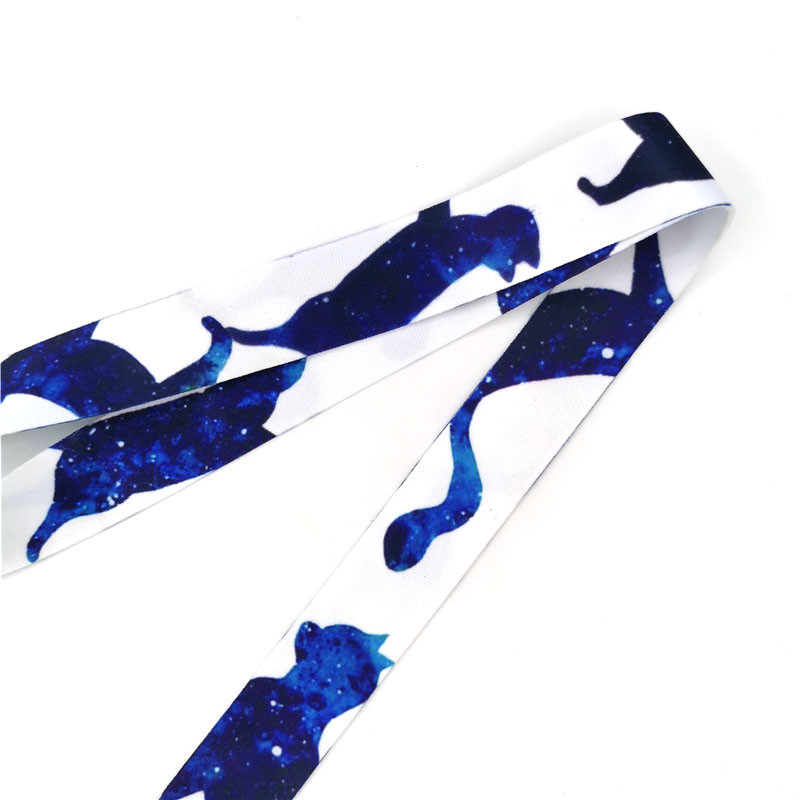 Csillagos égbolt macska nyakszíj kulcstartó zsinór kulcsokhoz személyi igazolvány táskatartó nyaklánc kulcstartó akasztó kötél heveder szalag DIY zsinór