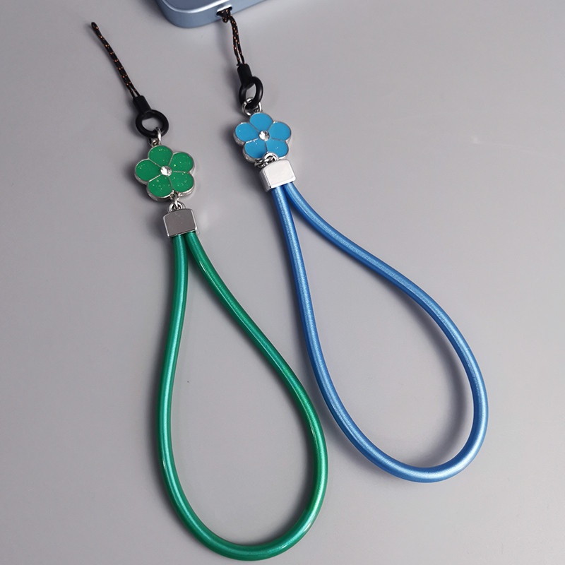 Rövid virágos csuklópántos telefon univerzális zsinóros mobiltelefon pántos bőr szilikon Simple Sling AntiLoss telefonpántos bűbáj