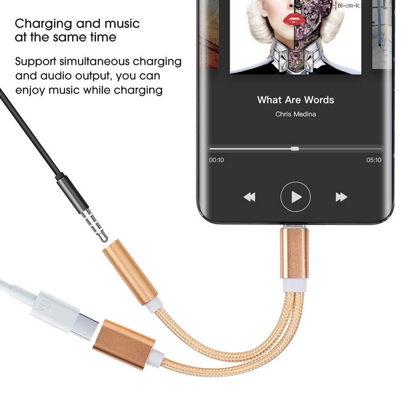 C-típusú USB-3,5 mm-es Aux-adapter-c 35 jack hangkábel, fülhallgató-kábel átalakító Oneplus Huawei Xioaomi Redmi Universal-hoz