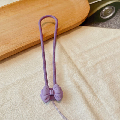 INS Curea drăguță de mână din silicon 3D cu nod cu arc de culoare bomboană pentru Airpods Pro 2 husă pentru telefon cu desene animate Brățară multifuncțională cu șnur cu farmec